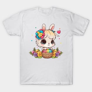 Happy Easter Baby Bunny With Flowers T-Shirt